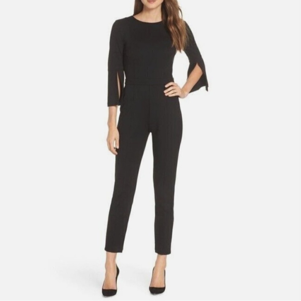 Ali & Jay Jumpsuit Split Sleeve Straight Leg Medium Black - NWT $148